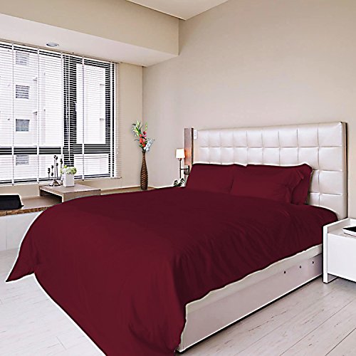 Renauraa 800 Thread Count American Supima Long Staple Cotton 4 Pc Sheet Set, Sateen Weave, Hotel Collection Soft Luxury Bedding, Fits Upto 16" Deep Pocket (Burgundy, King) #TOP1