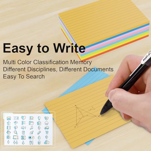 200 cartões coloridos de índice 10 x 15 cm, cartões de índice pautados, cartões de dupla face para e