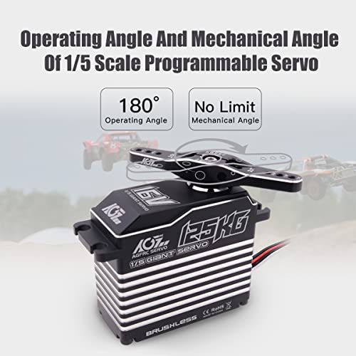 Agfrc 125Kg High-Torque 1/5-Scale Rc-Servo-Motor - 16V Waterproof Metal Gear Brushless Servo For 1/5 Rc Models, Control Angle 180° (A280Bvsw(3S/4S)) #TOP5