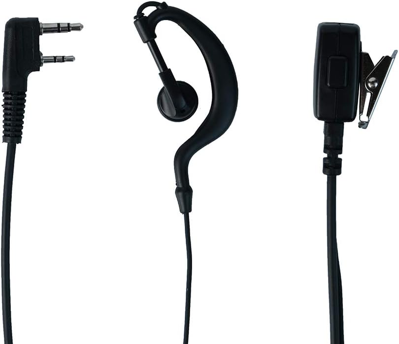 Caroo Walkie Talkies Earpiece for Kenwood G Shape Headset with PTT Mic Compatible with Baofeng UV-5R BF-888S BF-F8HP BF-F9 UV-82 UV-82HP UV-82C Kenwood Walkie Talkies Two Way Radio 2 pin(10 Pack)