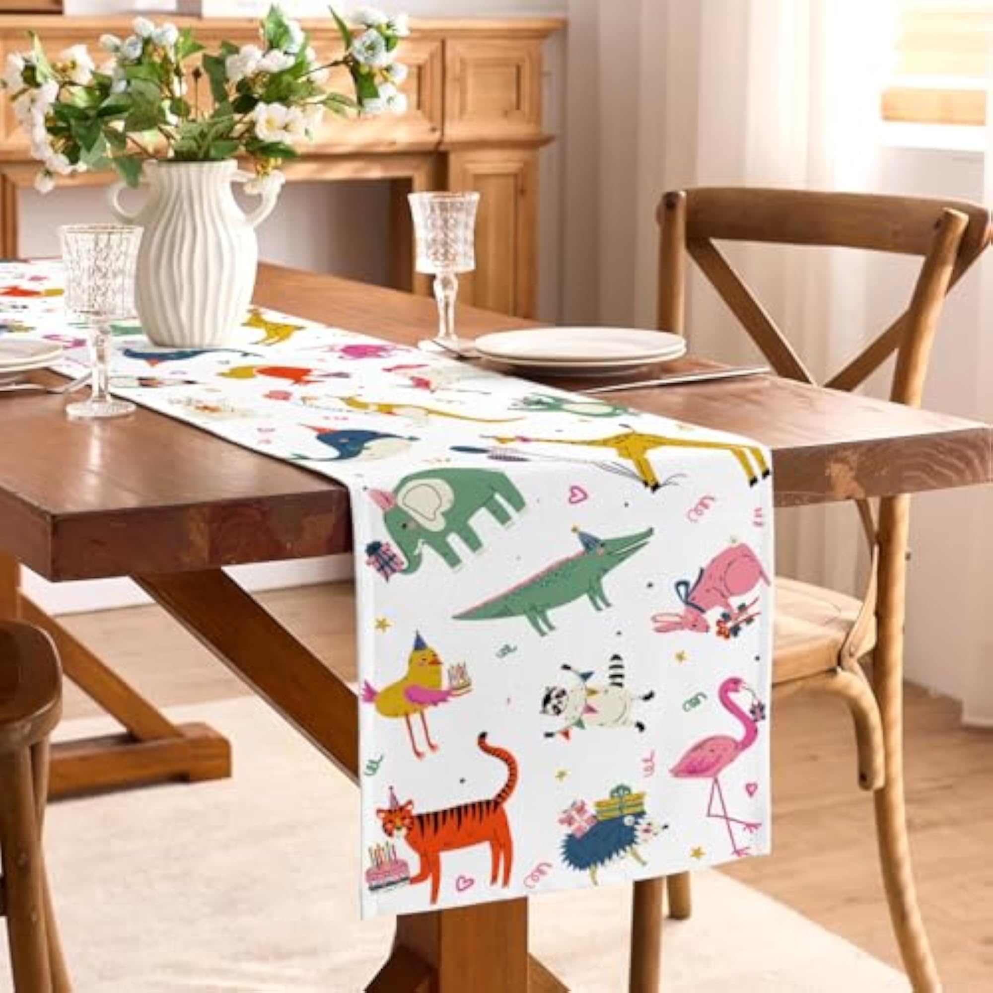 Party Animal Birthday Decorations Table Runner