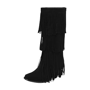 Womens Designer Knee High Boots With A Square Toe High Block Heel And A Slip On Design Featuring