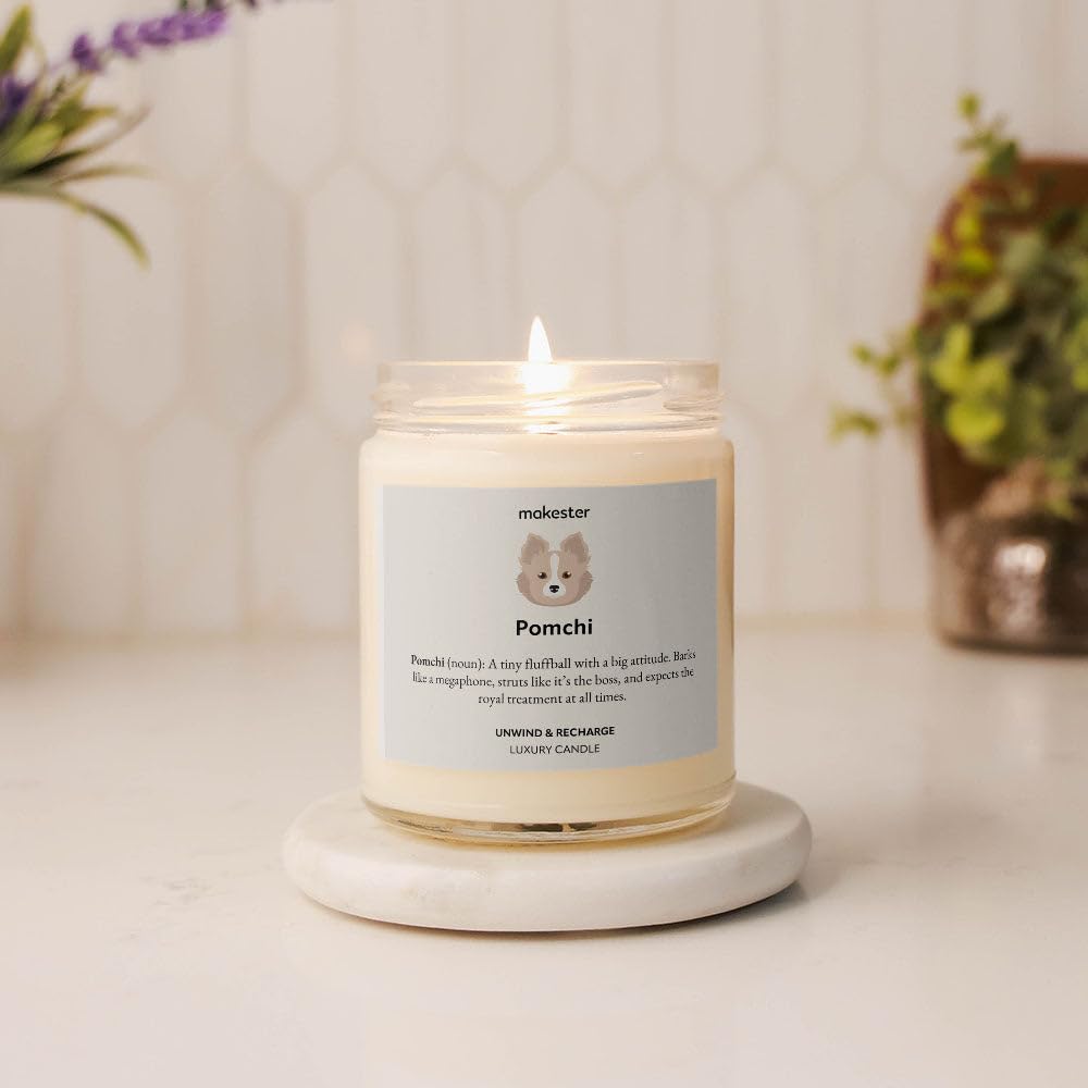 Pomchi Gifts - Luxury Soy Wax Candle - Vanilla, Jasmine, Sugared Almond - Makester, White - Image 3