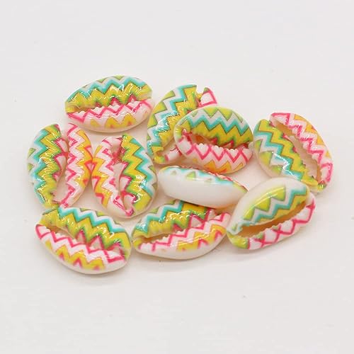 Miniatura 9 de 50 cuentas de concha natural, coloridas y pequeñas, cuentas sueltas de concha de concha de mar con patrón exquisito para hacer collares, pulseras,