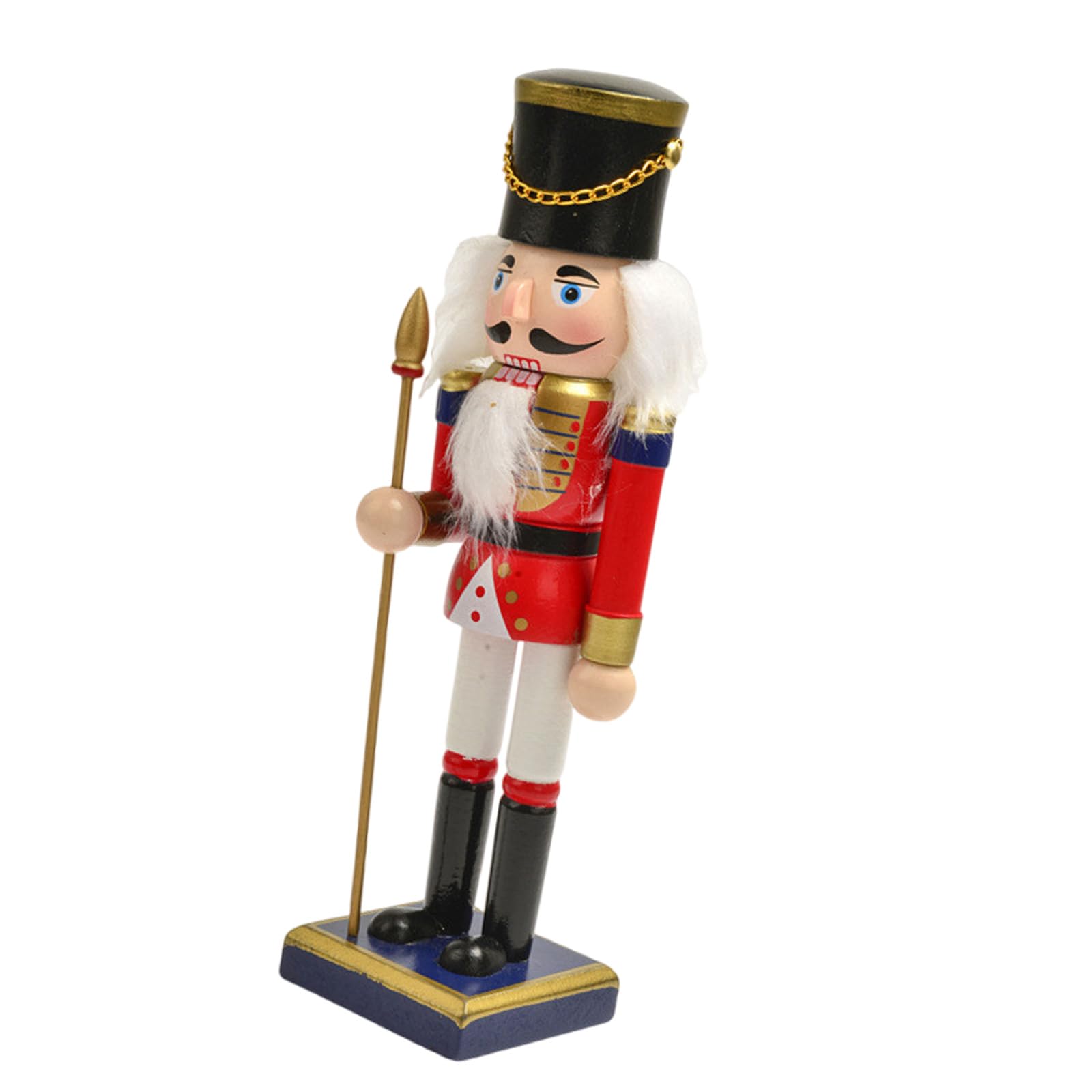 Tsophreniq 25cm Wood Nutcrackers Shaped Figurine Christmas Theme Desktops Ornament Tabletop Statue Party Accessory Holiday Decoration