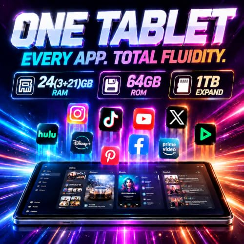 Image of 2026 Android 16 Tablet 10.1 Inch with 24GB RAM 64GB ROM, 1TB TF Card Expandable, 6000mAh Battery, Dual Band WiFi, BT5.4, Dual HD Cameras, Portable Tablet for Study, Business&Entertainment