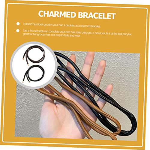Attaches queue de cheval cuir élastique pour vos coiffures de bureau et soirées - 4