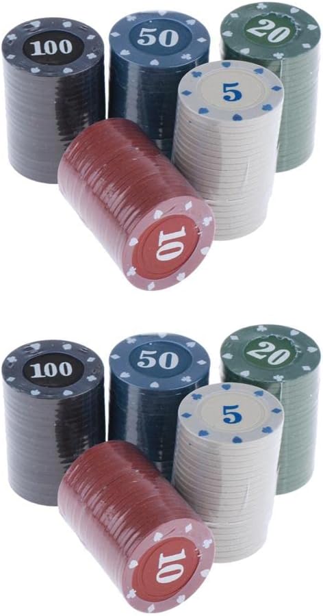 200 Pieces Poker Chip Set for Texas Holdem - Clay Chips with Numbers - Perfect for Gambling Games and Casino Parties