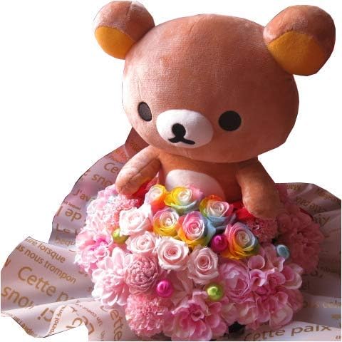 リラックマ ぬいぐるみ付き 花束風 リラックマ30 レインボーローズ プリザーブドフラワー入りギフト フラワーギフト フラワーガーデンリーブス プリザーブドフラワー 通販 Amazon