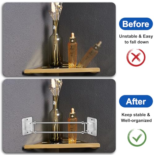 Image of 2PCS RV Shower Corner Storage Bar, 7-13 inches Adjustable Stainless Steel Rod for RV /Camper Bathroom, Space-Saving and Durable Corner Shelves Organizer
