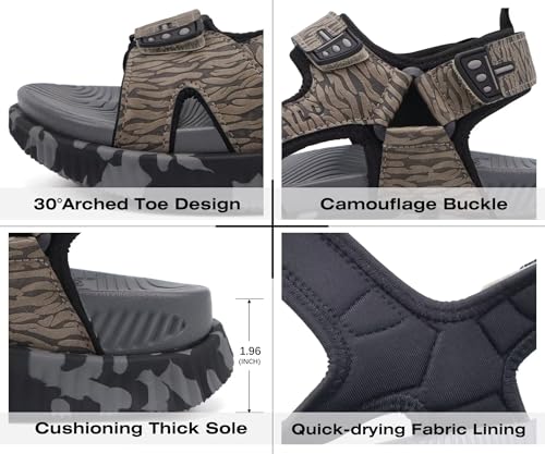 Image of KuaiLu Mens Leather Hiking Sandals with Orthopedic Arch Support Footbed | Sport Recovery Athletic Waliking Sandals For Man Outdoor Summer Casual Thick Cushion Beach Water Fisherman Sandal Size 7-15
