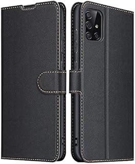 ELESNOW Case for Samsung Galaxy A71, Premium Leather Flip Phone Case Cover with Magnetic Closure Compatible with Samsung Galaxy A71 (Black)