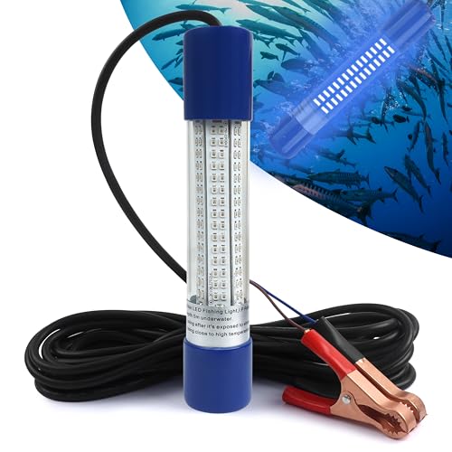 Underwater Fishing Light 1600 Lumens 10.8W 12V 24V Submersible Fish Bait Finder 180 LED Waterproof IP68 Deep Drop Night Fishing Light with 20 FT Cord for Shrimp Squid Fish Crowds