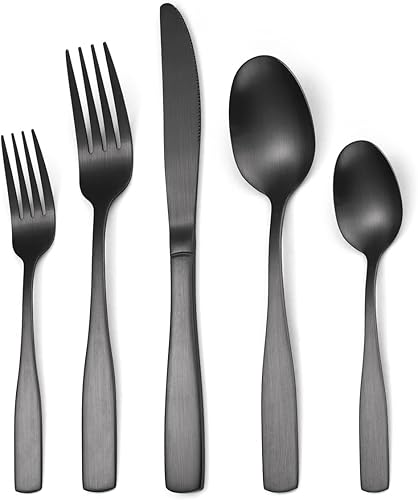 RIS LAN - Juego de cubiertos de 32 piezas con stent, juego de cubiertos de acero inoxidable para 8 juegos de utensilios con cuchillos, cucharas,