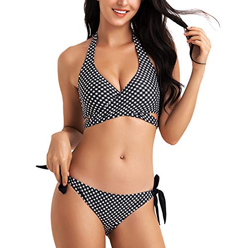 WIN.MAX Bikinis Mujer 2019,Bikinis Mujer 2019 Brasileños,Bikini Push Up con Relleno,Bañadores de Mujer,Playa de Verano Bañador,Bikini Talla Grande,Ideal para Nadar,Vacaciones(Negro, EU42)