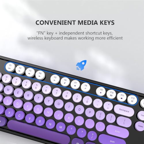 Image of MOFII Wireless Keyboard and Mouse Combo, 2.4 GHz Full-Size Retro Round Keyboard and Mouse, Plug and Play, 8 Multimedia & Shortcut Keys for Mac, Windows, Laptop /Desktop /PC - Black Purple Gradient