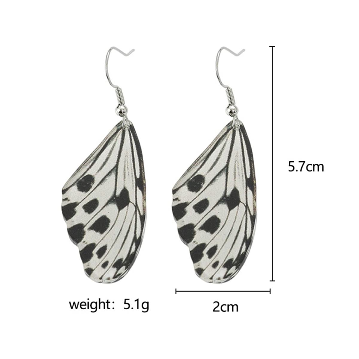 Moth Butterfly Earrings.Punk Insect Drop Earrings Color Acrylic Moth Wing Earrings Statement Black Earrings Party Jewelry for Women: White
