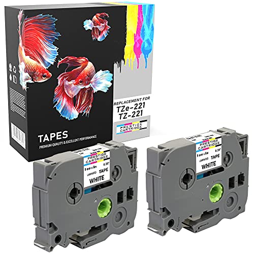 2 Compatibili Cassettes TZe-221 TZ-221 nero su