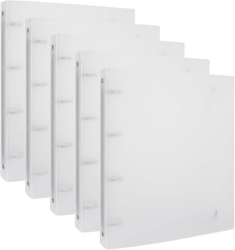 5PCS A4 4 Ring Binder Cover Clean Transparent Soft PVC for Refillable Notebook Shell withMatte surfaceforStamp & Die Storage Overall SizeFolded 27x32.8x4cm/ 10.6x12.9x1.6inch