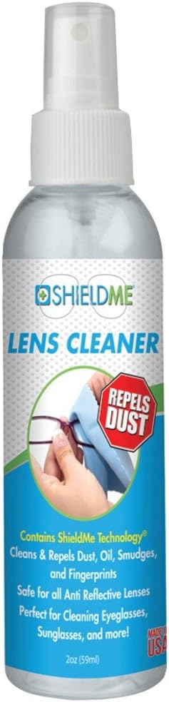 LENS CLEANER 2OZ, Lens Cleaner, 2oz, Lens cleaner spray bottle , Made in the USA, Contains ShieldMe Technology(R), Cleans eyeglasses, sunglasses & more, Easily removes dust, smudges & fingerprints
