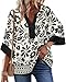 Bebonnie Business Casual Tops for Women: Womens 3/4 Sleeve V Neck Floral Tops and Blouses - Womens Fall Fashion 2025 Shirts - Office Outfits for Women to Wear with Leggings Hide Belly Multi Black 3XL