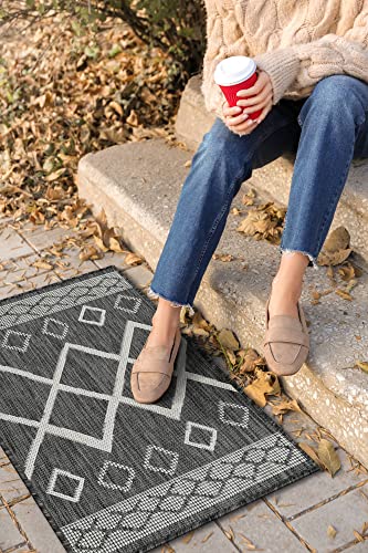Adiva Rugs Outdoor Indoor Area Rug, Weather Resistant, Easy To Clean, Stain Resistant Floor Mat For Dining Room, Backyard, Deck, Patio (Pebble Weiss, 2' X 3') #TOP2