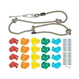 Play N Laughter 20 Assorted Kids Large Climbing Rock Holds with Knotted Rope Kit - Mounting Hardware Included for Installation up to 1