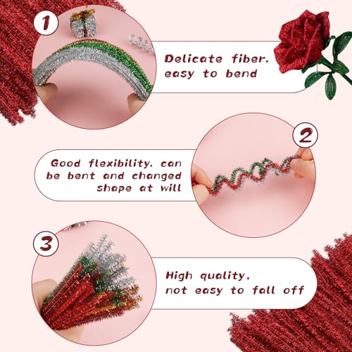 Image of ZXIIXZ 100 Pcs Pipe Cleaners, Glitter Pipe Cleaners Bulk for Making Flowers