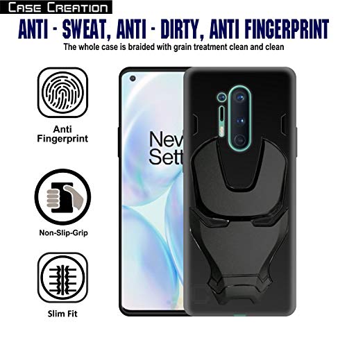 Image of COVERLY Official 3D Touch Feel Trending Avengers Logo Mask Soft Rugged Grip Silicone Iron Man Super Power Cartoon Movie Engraved Silicone Matte Back Cover for Oneplus 8 Pro -Black
