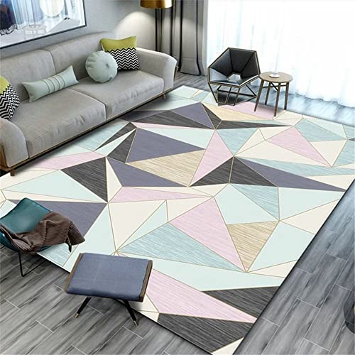 Tapis salon géométrique rose durable grand format 80x120 - 2