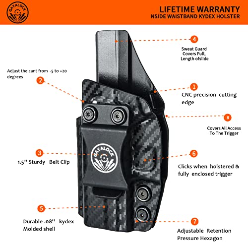 Gayalock Iwb Kydex Holster Fit: Glock 43X Mos /43X & Glock 43X Pistol (Carbon Fiber)| Inside Waistband | Adjustable Cant | Kydex Made (Left Hand Draw Only) #TOP4