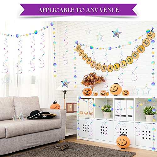 37 Pieces Iridescent Holographic Party Decorations Glitter Swirl Streamer Galaxy Garland Hanging Bling Twinkle Star Party Supplies Circle Dot Swirl Streamer For Wedding Disco Party Decorations #TOP5