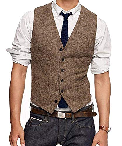 Ceehuteey Wedding Mens Vests Tweed Herringbone Slim Fit Fashion Custom Made Groom Waistcoat2