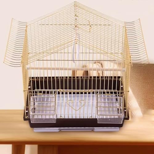 Portable Outdoor Small bird cage Breeding birdcage for small birds such as Finch Budgize Canary and etc bird (Golden)