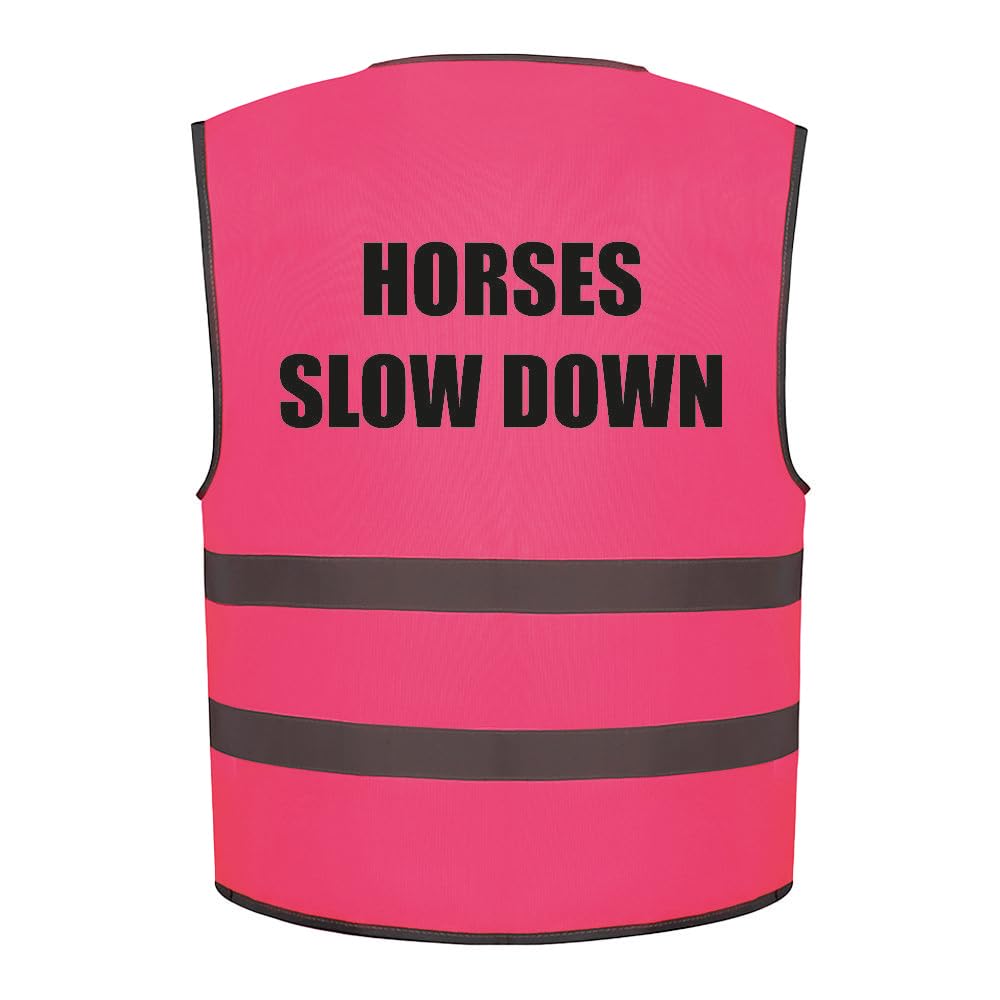 Brook Hi Vis Horses Slow Down Kids Hi Vis Vest Children's High Visibility Reflective Safety Waistcoat Horse Riding Rider, Add child's name to the front, Personalised