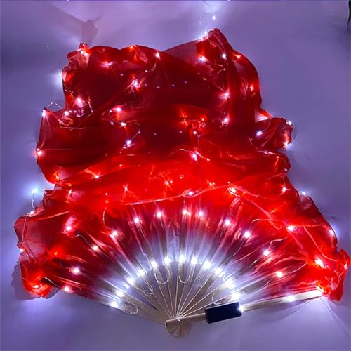 Éventail de danse du ventre LED accessoire scène lumineux manche bois - 4