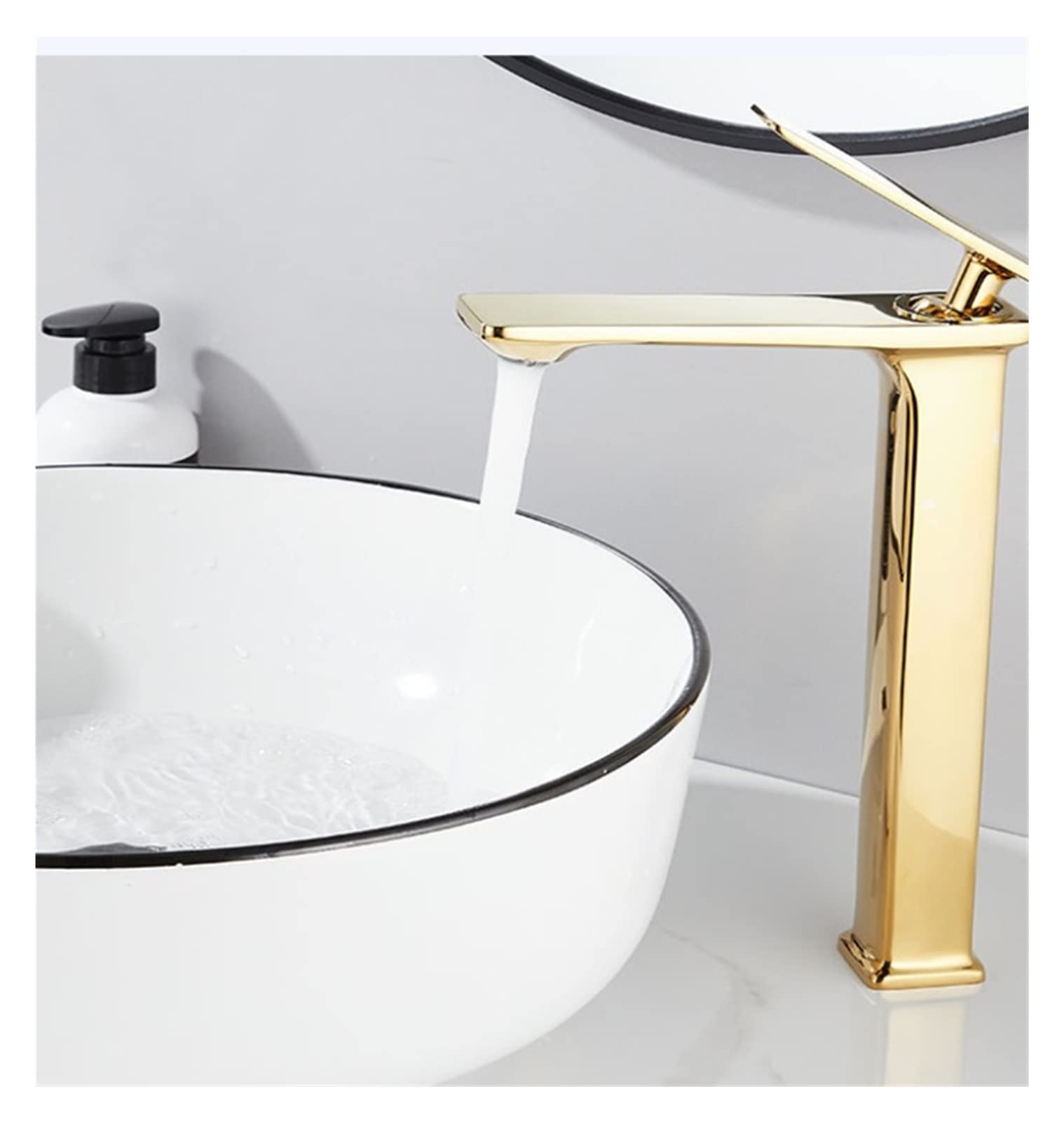 Grifo mezclador de lavabo de cobre con acabado dorado premium para proyectos de interiorismo