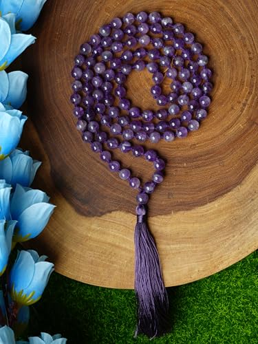 108 Beads Amethyst Mala Necklace or Bracelet For Meditation, Yoga, Prayer & Spiritual Healing - Handcrafted 8mm Natural Gemstone Japa Mala for Mindfulness, Chakra Balancing, & Inner Peace4