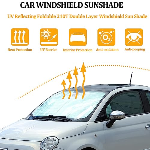 LLKUANG Car Windshield Sunshade UV Ray Reflector Compatible with Fiat 500 2010-2025 Abarth 595 2014-2025 Front Window Sun Shade Shield Cover Foldable Reflective Sun Visor (Style A) by LLKUANG - Image 5
