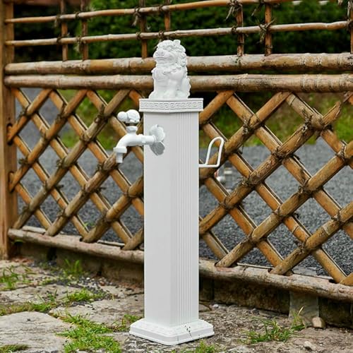 Grifo de Exterior Resistente, Fuente Vertical de Acero Inoxidable 304 y aleación de Aluminio con Carrete de Manguera retráctil, Lavabo de jardín Duradero y Resistente a la corrosión para Patio, Jard