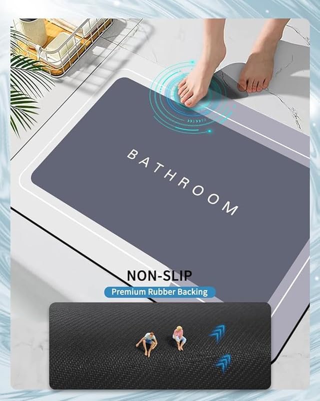 HDR MALL Bathroom mat Square Door Mat Floor Mat Bath Mat Doormat Carpet Rubber Non Slip mat for Home Cushion Mat Absorbent Soft Carpet Quick Dry Dirt Barrier for Office (40x60cm) 1