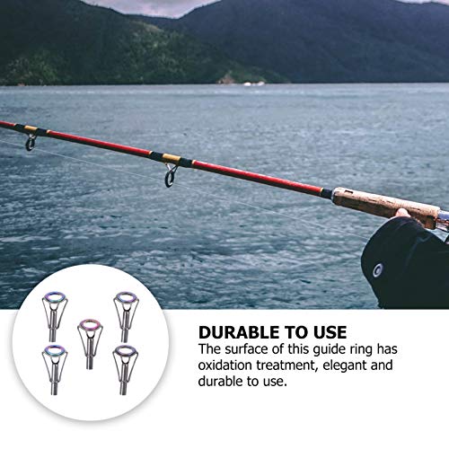 Kit de reparo de anéis de aço inoxidável com ponta de vara de pescaria, 5 peças, acessórios de mastr
