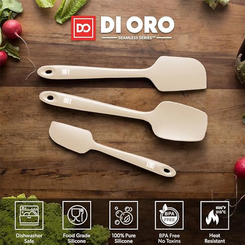 Image of DI ORO Silicone Spatula Set - Rubber Kitchen Spatulas for Baking, Cooking, & Mixing - 600F Heat-Resistant & BPA Free Silicone Scraper Spatulas for Nonstick Cookware - Dishwasher Safe (3pc, Clay)