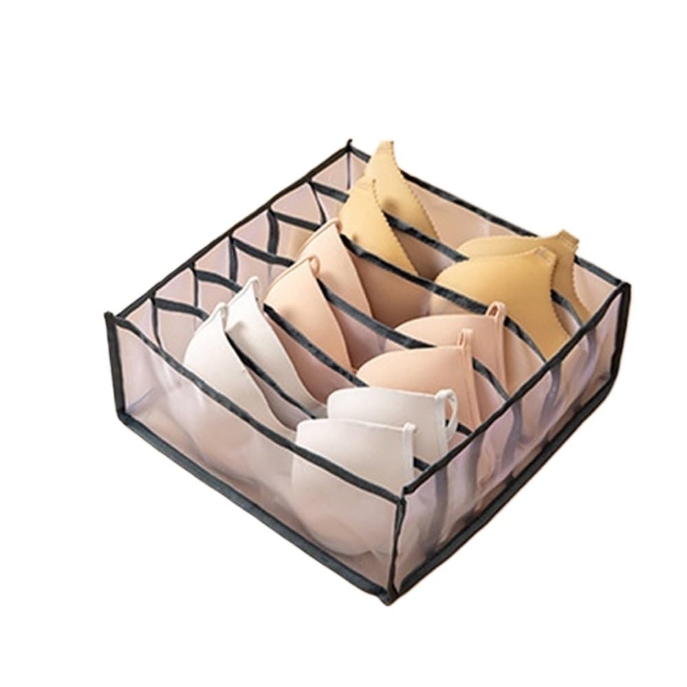 Sunrrafck Black 1Pc Foldable Underwear Drawer Organizers Storage Dividers Closet Organizer Box For Clothes Bras Scarves Ties Socks(,6 Grid)