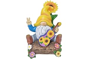 Bloom with Joy 10" Garden Gnome Playing Guitar Statue