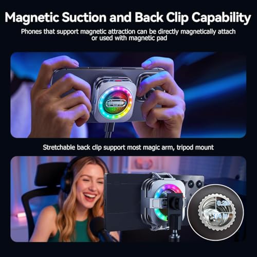 Image of Cubonic Red Magic Nubia 6 Pro Magnetic Cell Phone Cooler with Mobile Holding Clip, RGB App Controlled 30W Portable Lightweight, Radiator for Phone /Tablet (Silver) (RedMagic Cooler 6 Pro with Clip)
