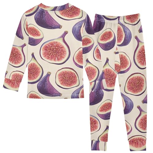 Pajama Sets Long Sleeve Fig Pattern Print Design Soft Comfy Sleepwear 2 Piece PJS 3-8T3