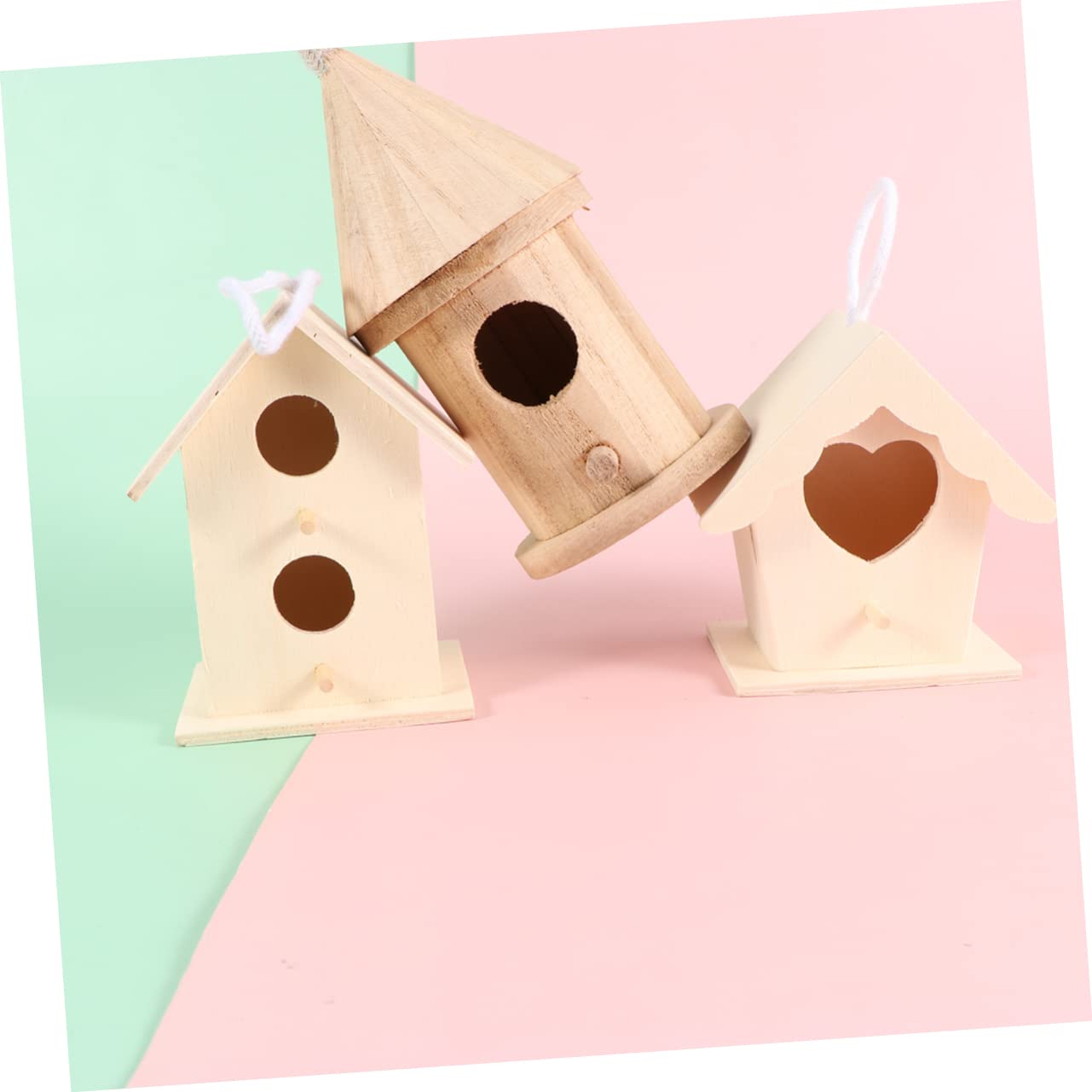 SEWACC 6 Stück Teiliges Diy Holzbausatz Vogelhaus Pädagogisches Bastelspielzeug für Bemalbarer Nistkasten mit Stabilem Standfuß Robuste Holzqualität als Dekoratives Desktopornament für
