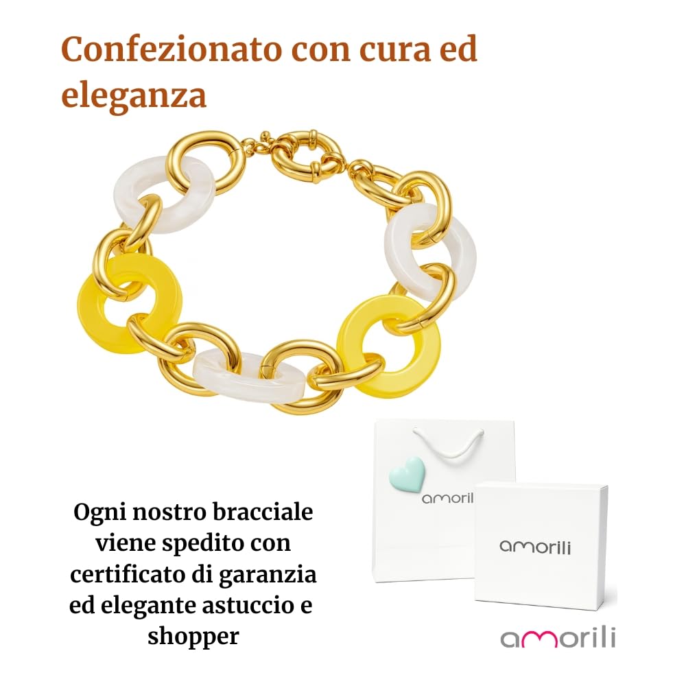 amorili Bracciale Donna Colorato in Resina e Bronzo Dorato | Braccialetto Estivo Elegante Artigianale Fatto a Mano | Gioiello di Design Chic Idea Regalo Originale bcc1087b