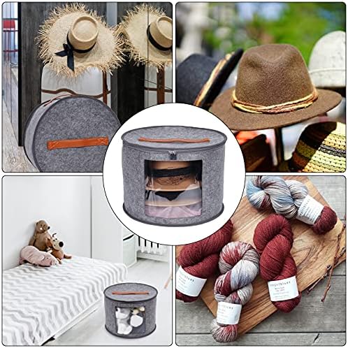 Goklmn Large Hat Box Travel,Foldable Hat Boxes with Lids, Decorative Closet Organizer For Women and Men,Suitable for Various Types of Hats,15.7 x11 Inch,Gray